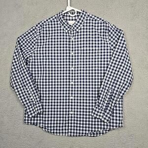 American Eagle Shirt Mens XXL Prep Fit Blue White Pocket Cotton Button Down